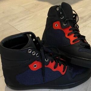 Balenciaga Black and Orange High-Top Sneakers